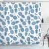 Tropical Blue Pineapple Fruit Print Shower Curtain For Bathroom Decor