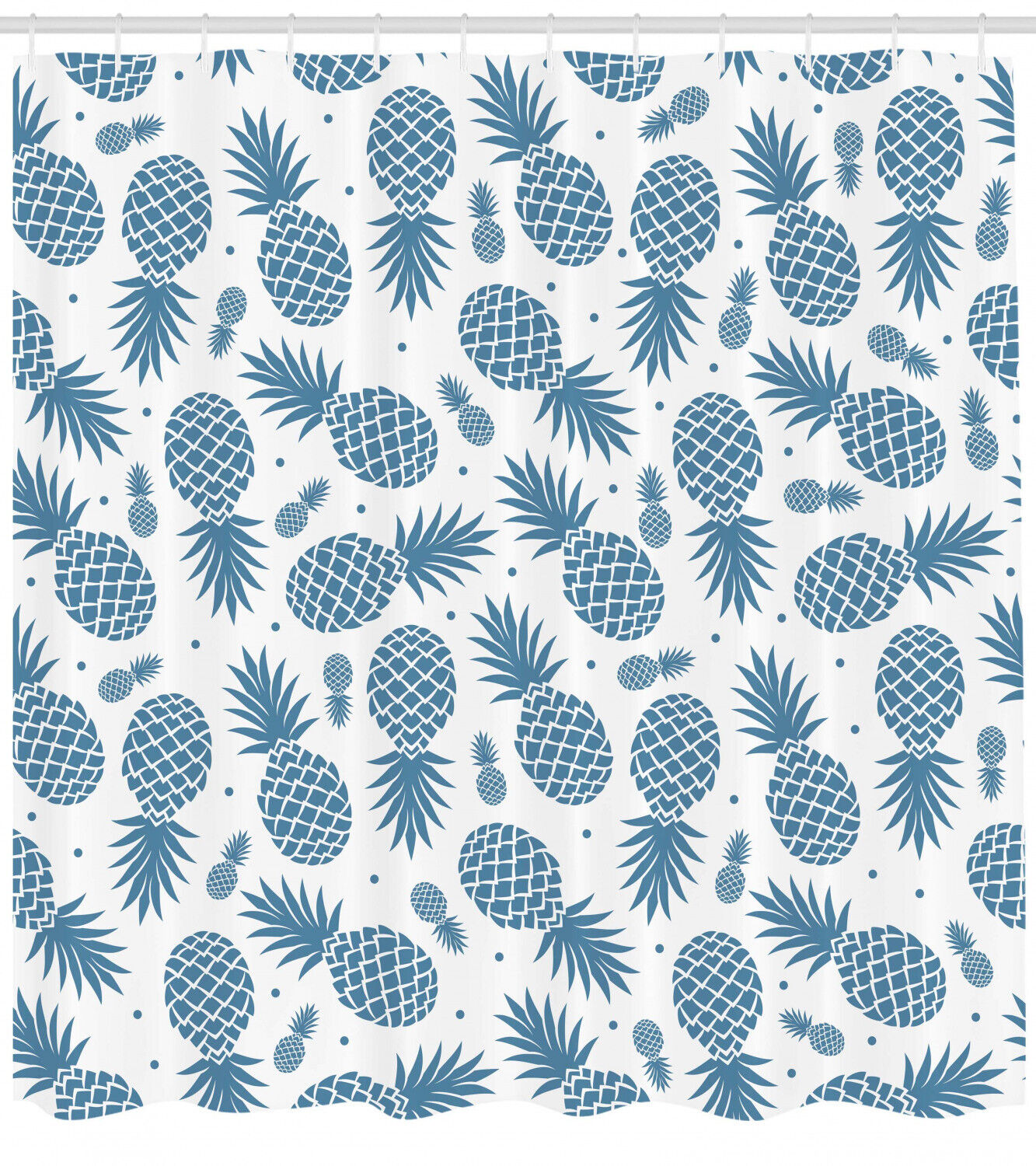 Tropical Blue Pineapple Fruit Print Shower Curtain For Bathroom Decor - Image 2