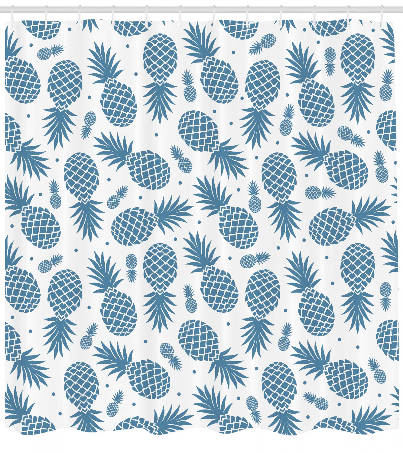 Tropical Blue Pineapple Fruit Print Shower Curtain For Bathroom Decor - Image 4
