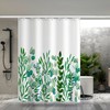 Tropical Botanical Green Leaves Shower Curtain With Nature Print, Waterproof Fabric Bathroom Decor For Home Use