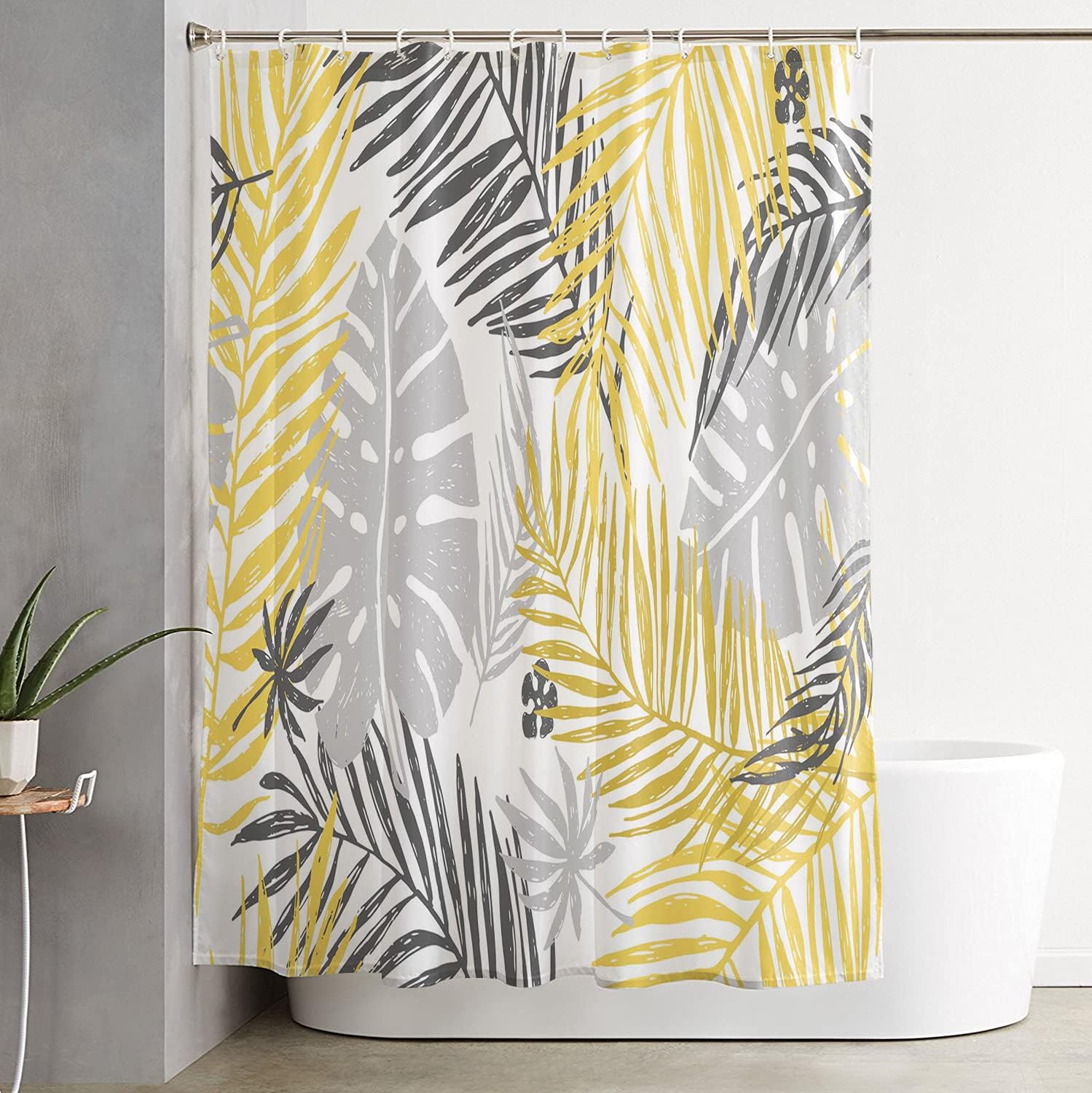 Tropical Botanical Shower Curtain with Banana Leaves and Palm Trees, 54x78 - Luxury Shower Curtains