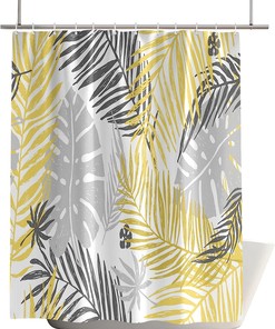 Tropical Botanical Shower Curtain with Banana Leaves and Palm Trees, 54x78 - Luxury Shower Curtains