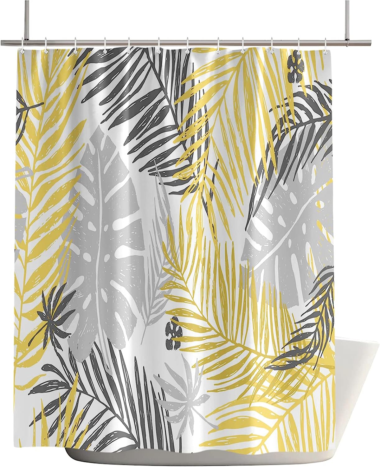Tropical Botanical Shower Curtain with Banana Leaves and Palm Trees, 54x78 - Luxury Shower Curtains
