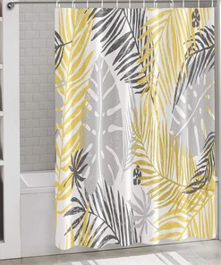 Tropical Botanical Shower Curtain with Banana Leaves and Palm Trees, 54x78 - Luxury Shower Curtains