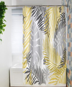 Tropical Botanical Shower Curtain with Banana Leaves and Palm Trees, 54x78 - Luxury Shower Curtains