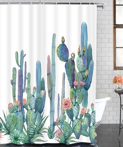Tropical Cactus Flowers Blossom Shower Curtain For A Colorful Bathroom