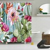 Tropical Cactus Flowers Fabric Shower Curtain 