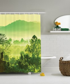 Tropical Cactus Jungle Shower Curtain - Scenic Mexico Nature Print
