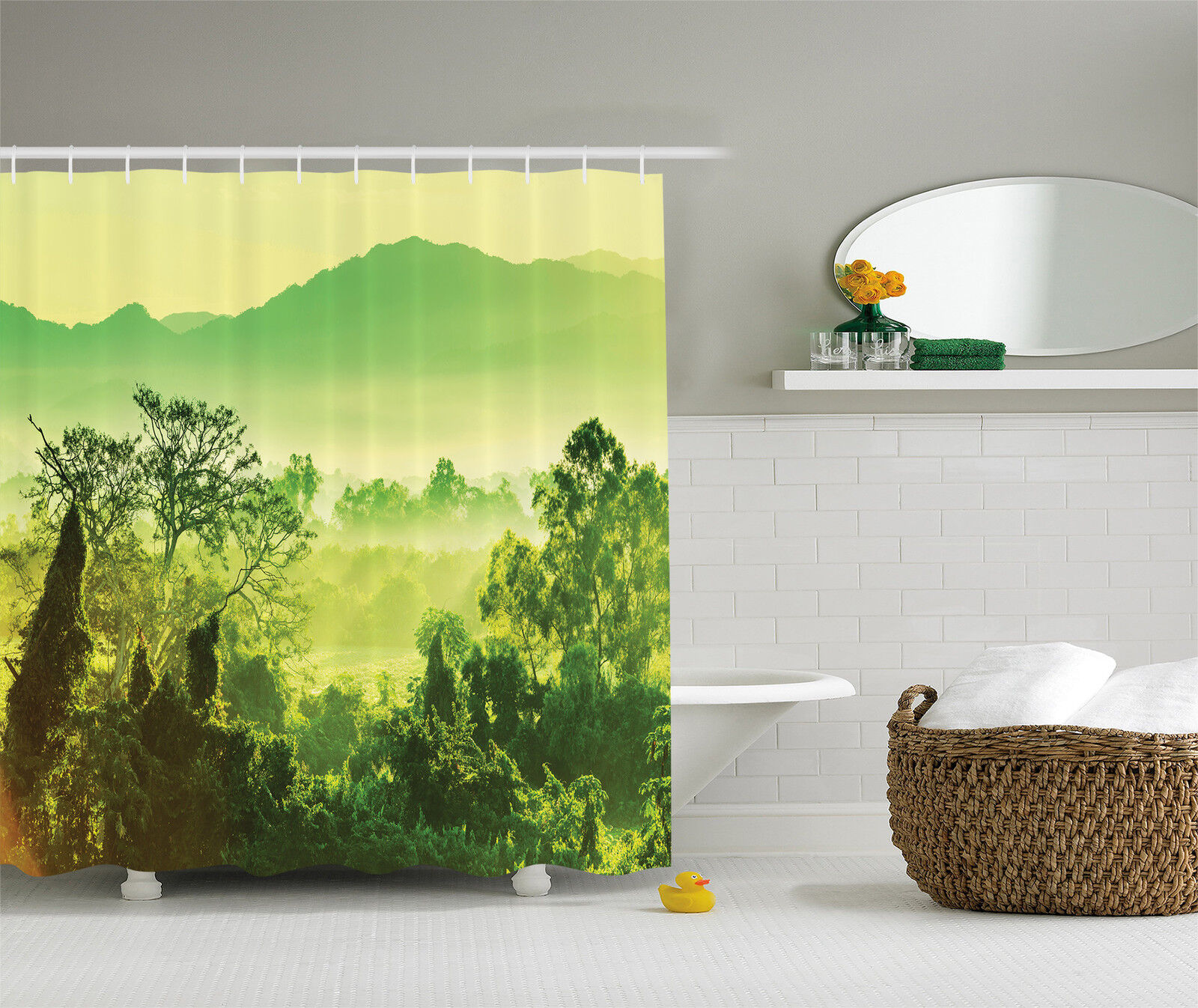 Tropical Cactus Jungle Shower Curtain - Scenic Mexico Nature Print