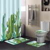 Tropical Cactus Print Shower Curtain for Summer Bathroom Decor