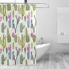 Tropical Cactus Print Waterproof Fabric Shower Curtain for Bathroom Decoration