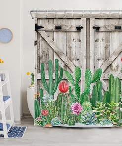 Tropical Cactus Shower Curtain - Vibrant and Fun Bathroom Decor