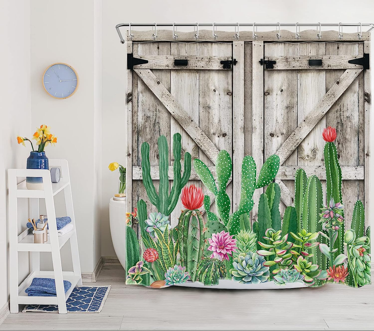Tropical Cactus Shower Curtain - Vibrant and Fun Bathroom Decor