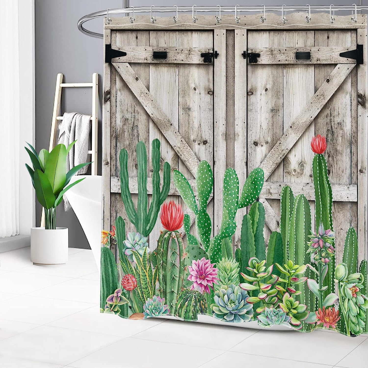 Tropical Cactus Shower Curtain - Vibrant and Fun Bathroom Decor