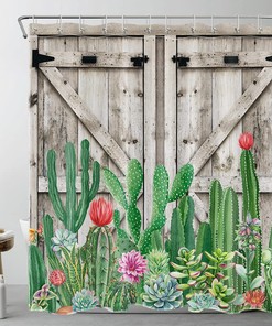 Tropical Cactus Shower Curtain - Vibrant and Fun Bathroom Decor