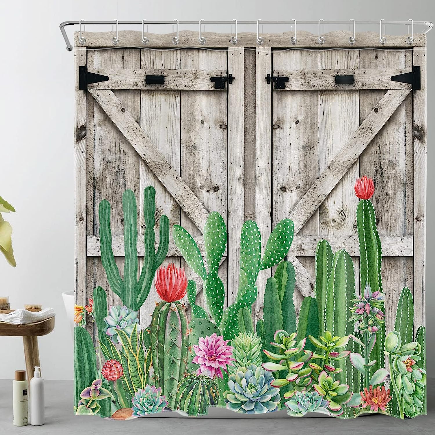 Tropical Cactus Shower Curtain - Vibrant and Fun Bathroom Decor