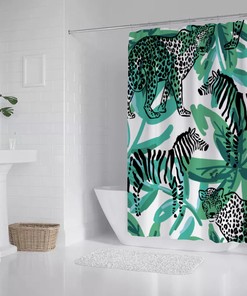 Tropical Cheetah Shower Curtain, Chic Bathroom Decoration