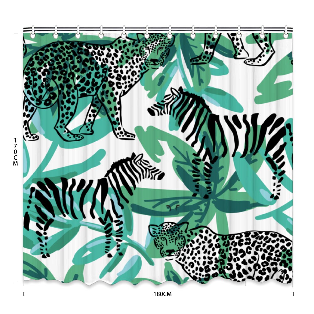 Tropical Cheetah Shower Curtain, Chic Bathroom Decoration - Image 2