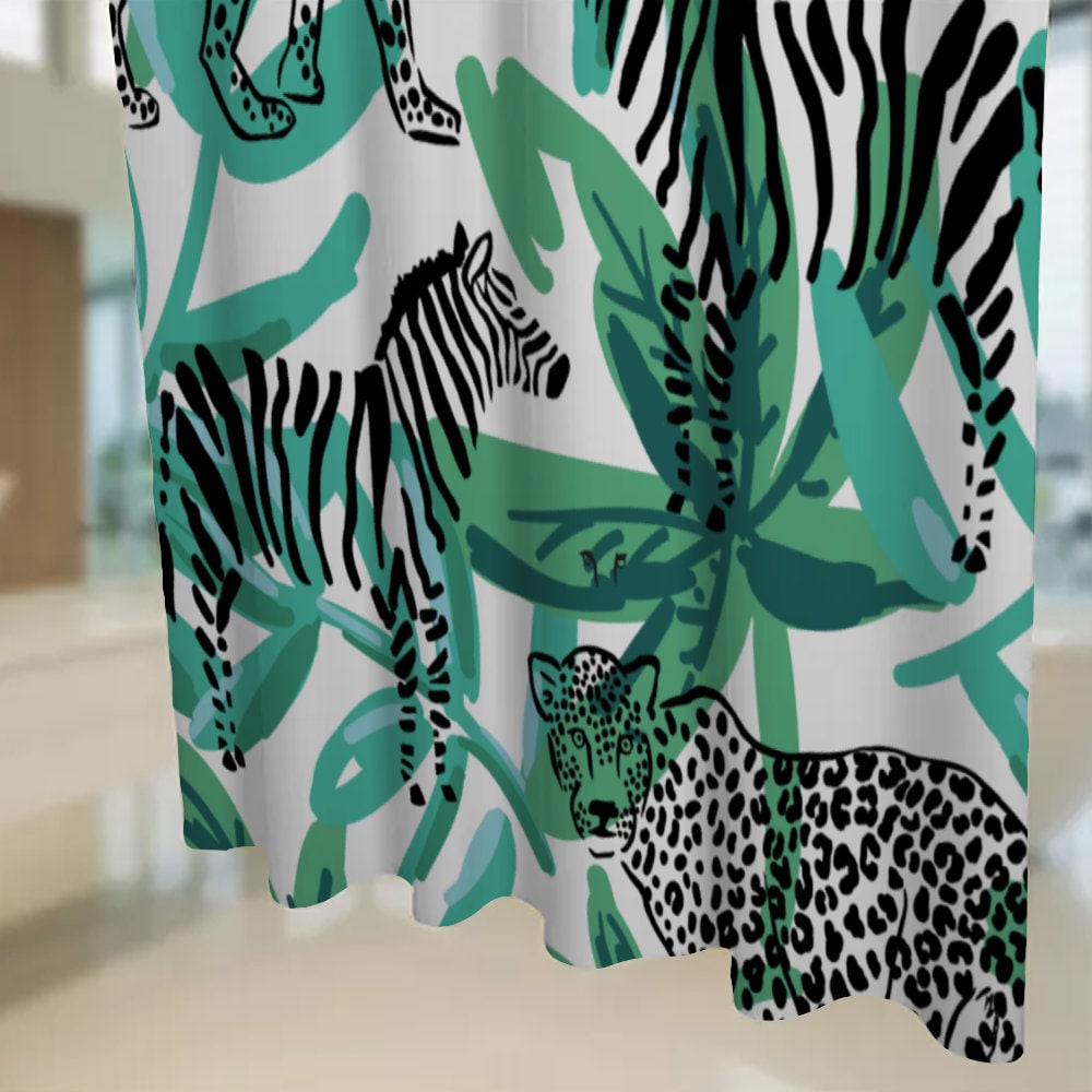 Tropical Cheetah Shower Curtain, Chic Bathroom Decoration - Image 3