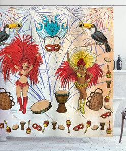 Tropical Clothes and Toucans Shower Curtain for Colorful Bathroom Decor