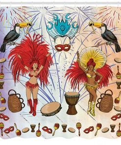 Tropical Clothes and Toucans Shower Curtain for Colorful Bathroom Decor