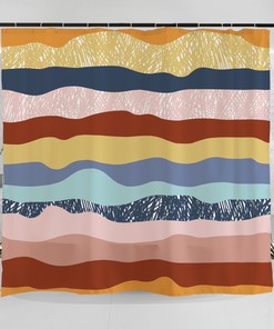 Tropical Color Blocks Abstract Shower Curtain for Modern Bathrooms