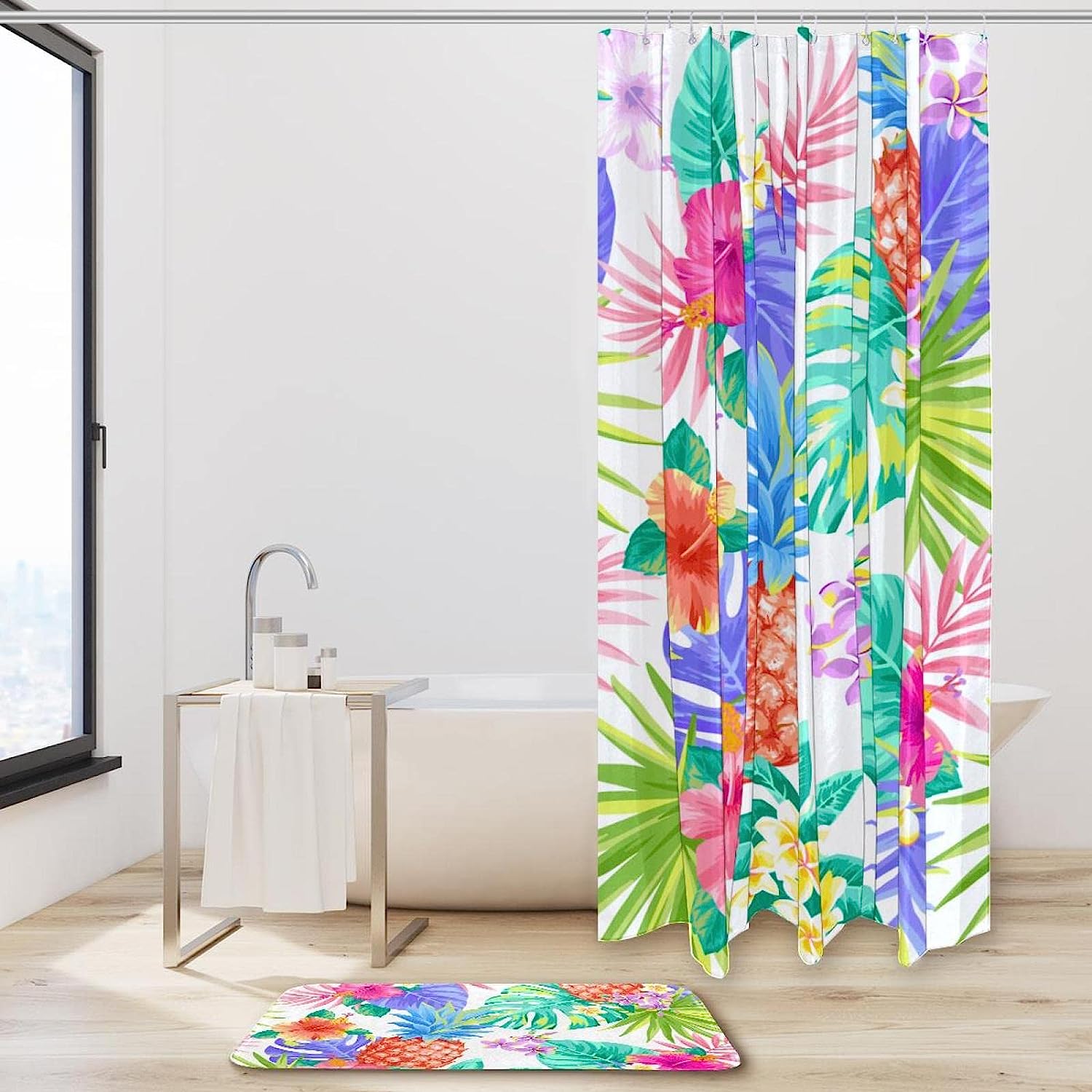 Tropical Colorful Pineapple Print Shower Curtain For Vibrant Bathroom Decor - Image 2