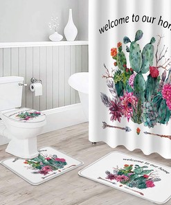 Tropical Desert Plant Cactus Succulent Flowers Tribal Arrow Shower Curtain - Desert-Style Bathroom Decor