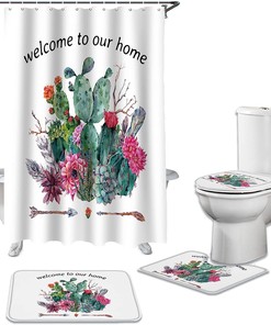 Tropical Desert Plant Cactus Succulent Flowers Tribal Arrow Shower Curtain - Desert-Style Bathroom Decor