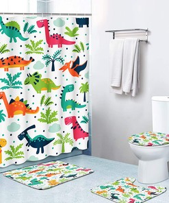 Tropical Dinosaur Funny Customized Waterproof Shower Curtain
