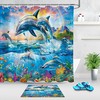 Tropical Dolphin Print Sky Shower Curtain for a Fun and Beachy Bathroom