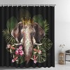 Tropical Elephant Shower Curtain With Palm Leaves For Nature-Inspired Bathroom