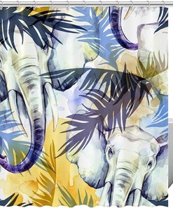 Tropical Elephant Shower Curtain for a Beach House Bathroom