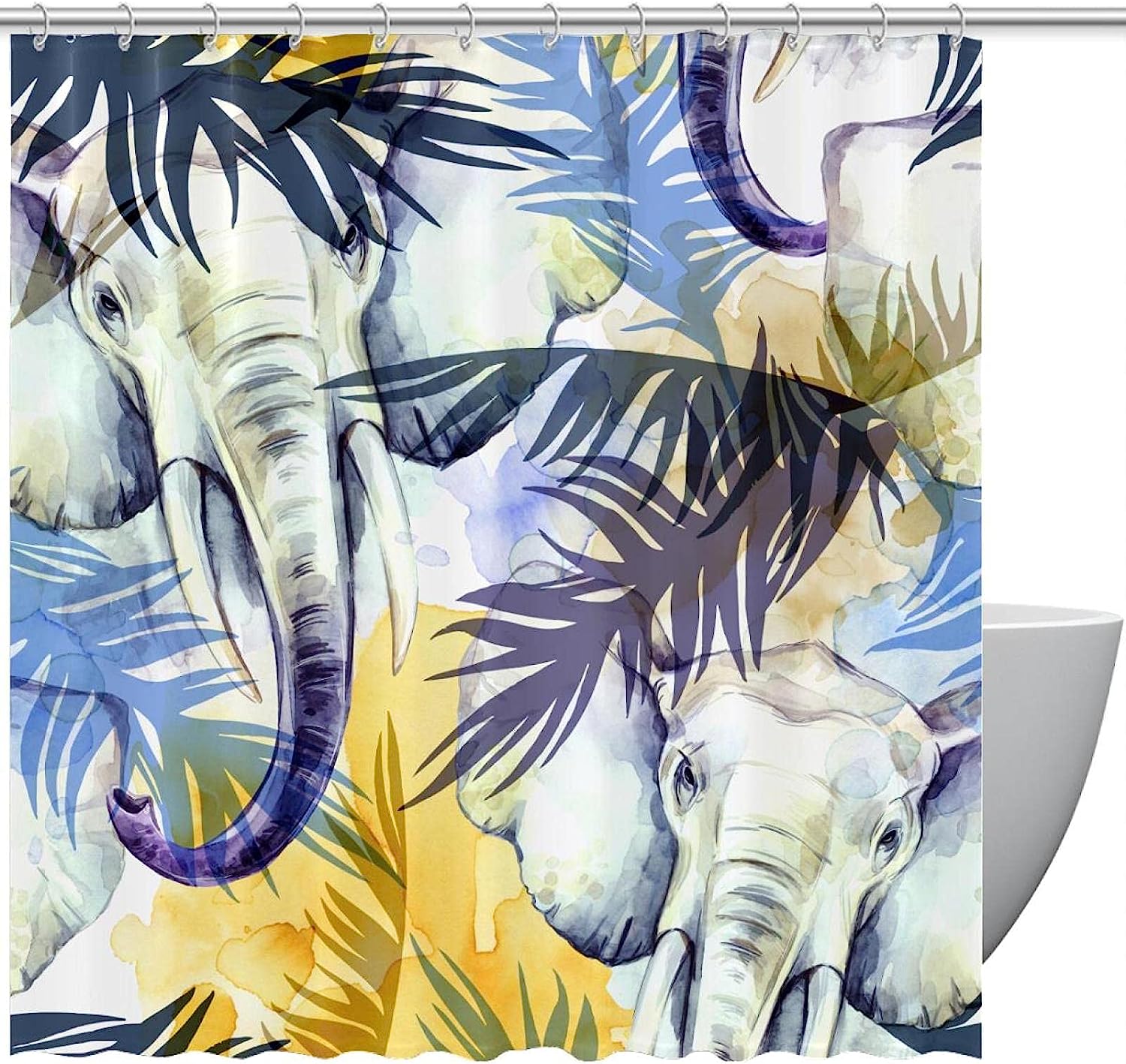 Tropical Elephant Shower Curtain for a Beach House Bathroom