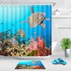 Tropical Fish Shower Curtain - Butterfly Turtle Waterproof Bathroom Accessory
