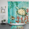 Tropical Fish Shower Curtain - Watercolor Sea Turtle Bathroom Decor