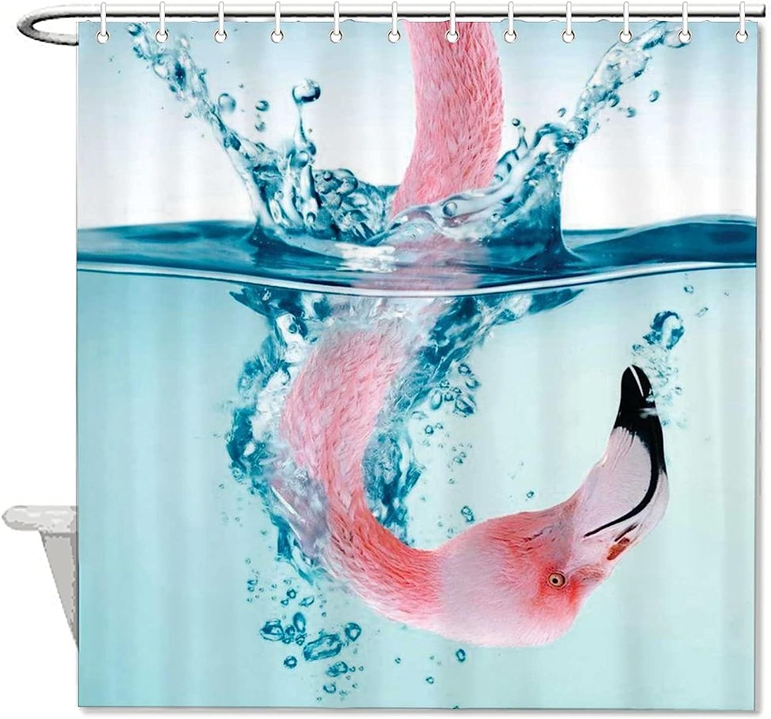 Tropical Flamingo Background Watercolor Shower Curtain for Bathroom Decor
