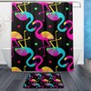 Tropical Flamingo Colorful Print Shower Curtain, Waterproof Bathroom Decor