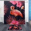 Tropical Flamingo Flower Palm Leaves Shower Curtain, Colorful Bathroom Accessory