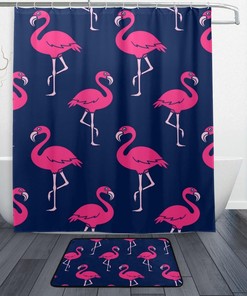 Tropical Flamingo Full Size Shower Curtain, Waterproof Bathroom Decor