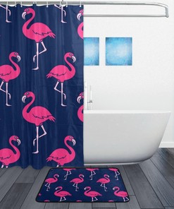 Tropical Flamingo Full Size Shower Curtain, Waterproof Bathroom Decor