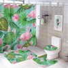 Tropical Flamingo Palm Leaves Shower Curtain, Waterproof Bathroom Decor by Vantaso