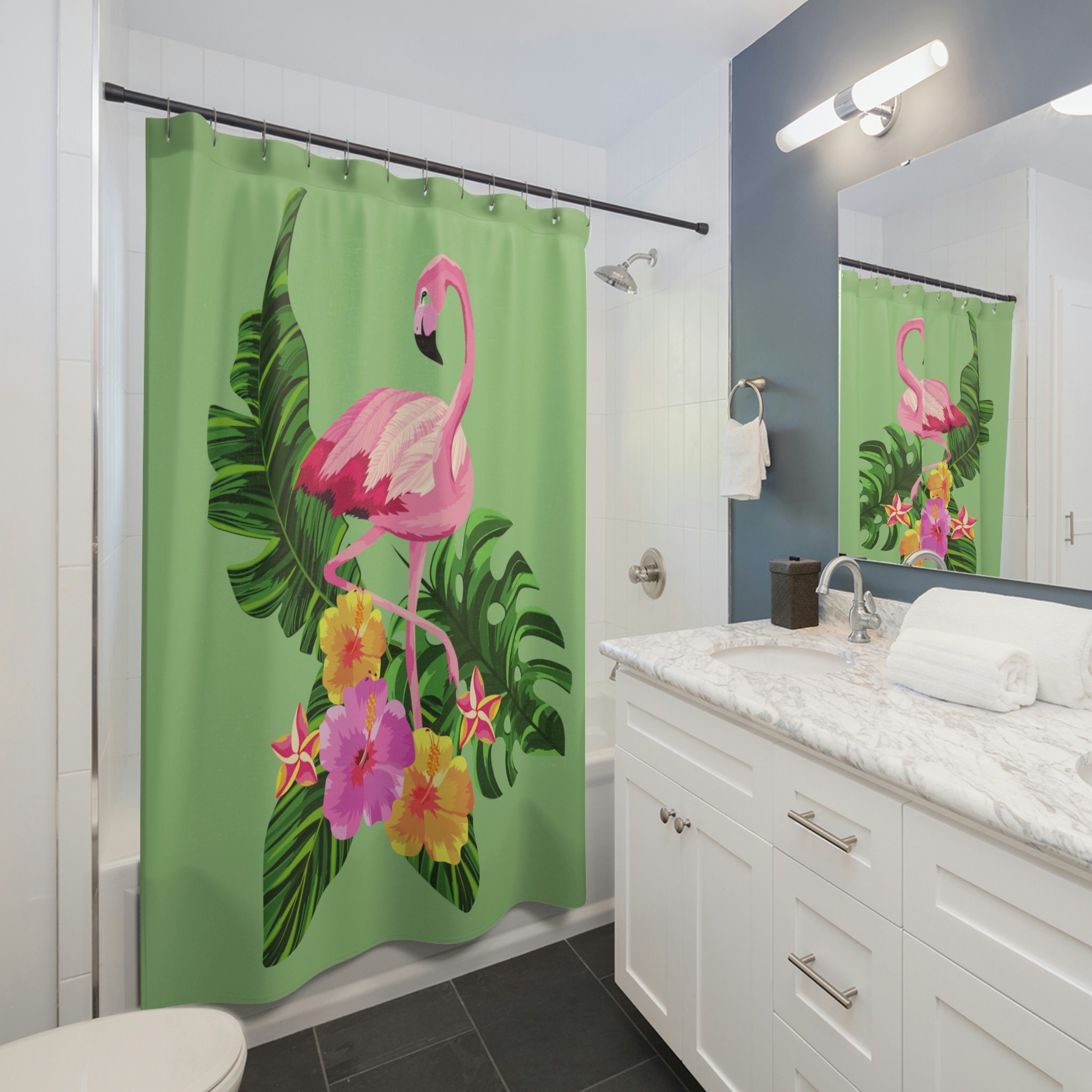 Tropical Flamingo Shower Curtain for a Vibrant Bathroom