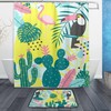 Tropical Flamingo Toucan Cactus Shower Curtain, Waterproof Bathroom Decor