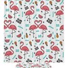 Tropical Flamingo and Fruits Shower Curtain for Summer Bathroom 
