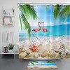 Tropical Flamingo and Seashell Beach Shower Curtain for Bathroom Decor