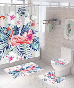 Tropical Floral Flamingo Shower Curtain For A Dreamy Bathroom