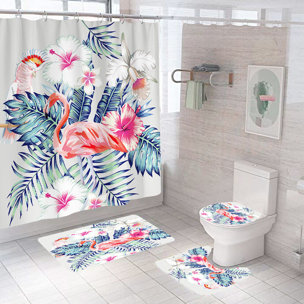 Tropical Floral Flamingo Shower Curtain For A Dreamy Bathroom