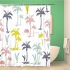 Tropical Floral Hawaii Shower Curtain - Beach Of Palm Trees Pattern Retro Bathroom Decor