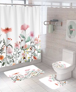 Tropical Floral Leaf Shower Curtain, Perfect For A Beach-Themed Bathroom 